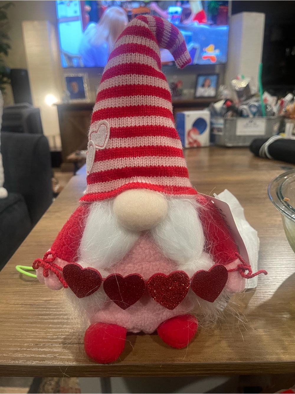 Valentine Red Striped Gnome Plush Holiday Decoration